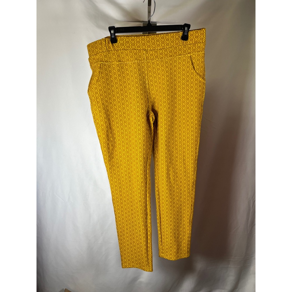 R. Sofia Mustard Yellow Geometric Medallion Print Pull On‎ Tapered Pants XL